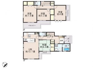 船橋市前貝塚町の新築一戸建住宅、兼六パークタウン塚田３号棟間取図