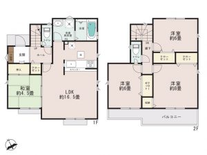 新鎌ケ谷駅利用の新築一戸建住宅ですよ♪土地面積なんと５０坪間取図