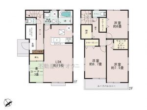 鎌ケ谷市南鎌ケ谷２丁目の新築一戸建住宅、LIGNAGE（リナージュ）２号棟間取図