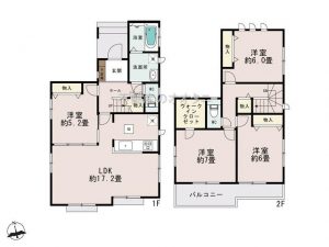 鎌ケ谷市東道野辺６丁目の新築一戸建住宅間取図